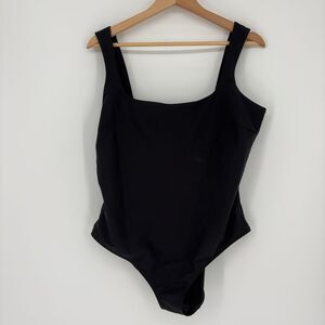 Stylest Square Neck Tank One Piece Swimsuit in Caviar Size 1X
